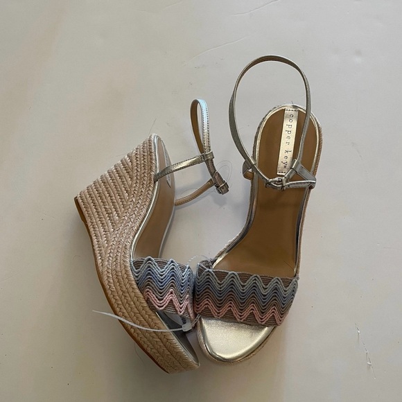 Copper Key Ankle Strap Platform Espadrille Wedge Women’s Sandals - Picture 3 of 6